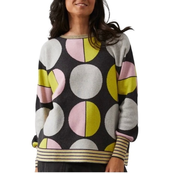 Zaket & Plover Colorful Circle And Stripes Knit Sweater. Size S Retro Whimsical - Picture 1 of 13